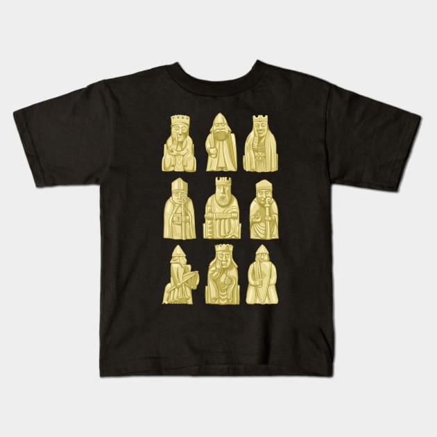 Lewis Chessmen Kids T-Shirt by Mackaycartoons